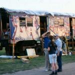 Director of Photography Bob Baldwin confers with Wendy Jo Cohen of the art department and FH. 