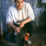 Gabe Bartalos poses with David Lipman's severed foot